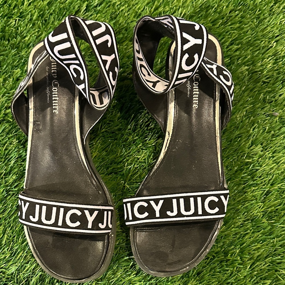 Juicy Couture Black and White Logo Sandals